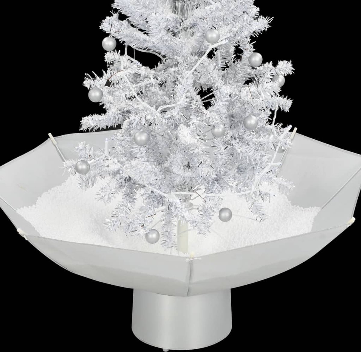 The Living Store Kerstboom sneeuwend wit 75 cm paraplubasis