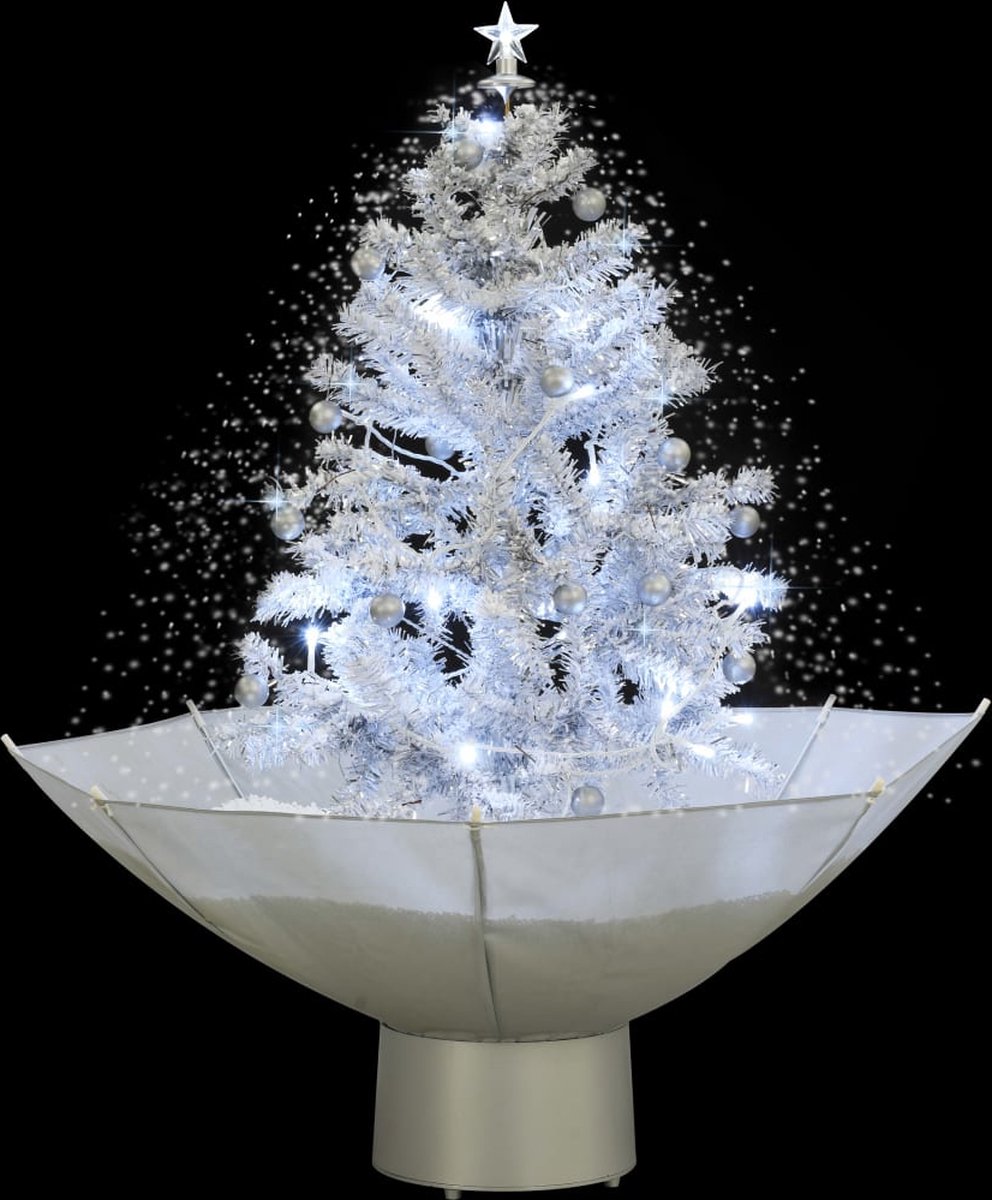 The Living Store Kerstboom sneeuwend wit 75 cm paraplubasis