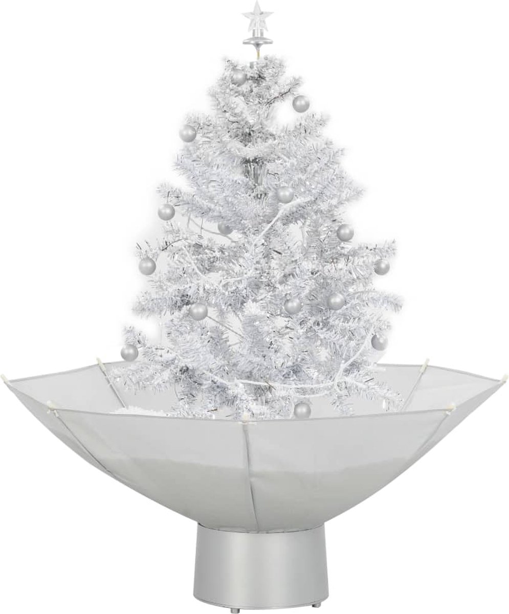 The Living Store Kerstboom sneeuwend wit 75 cm paraplubasis