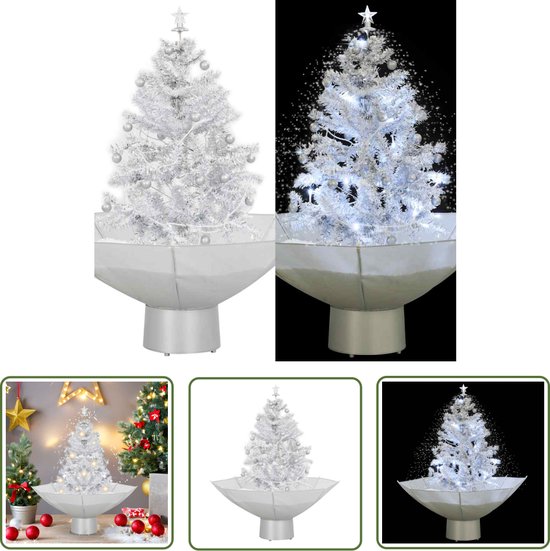 The Living Store Kerstboom sneeuwend wit 75 cm paraplubasis