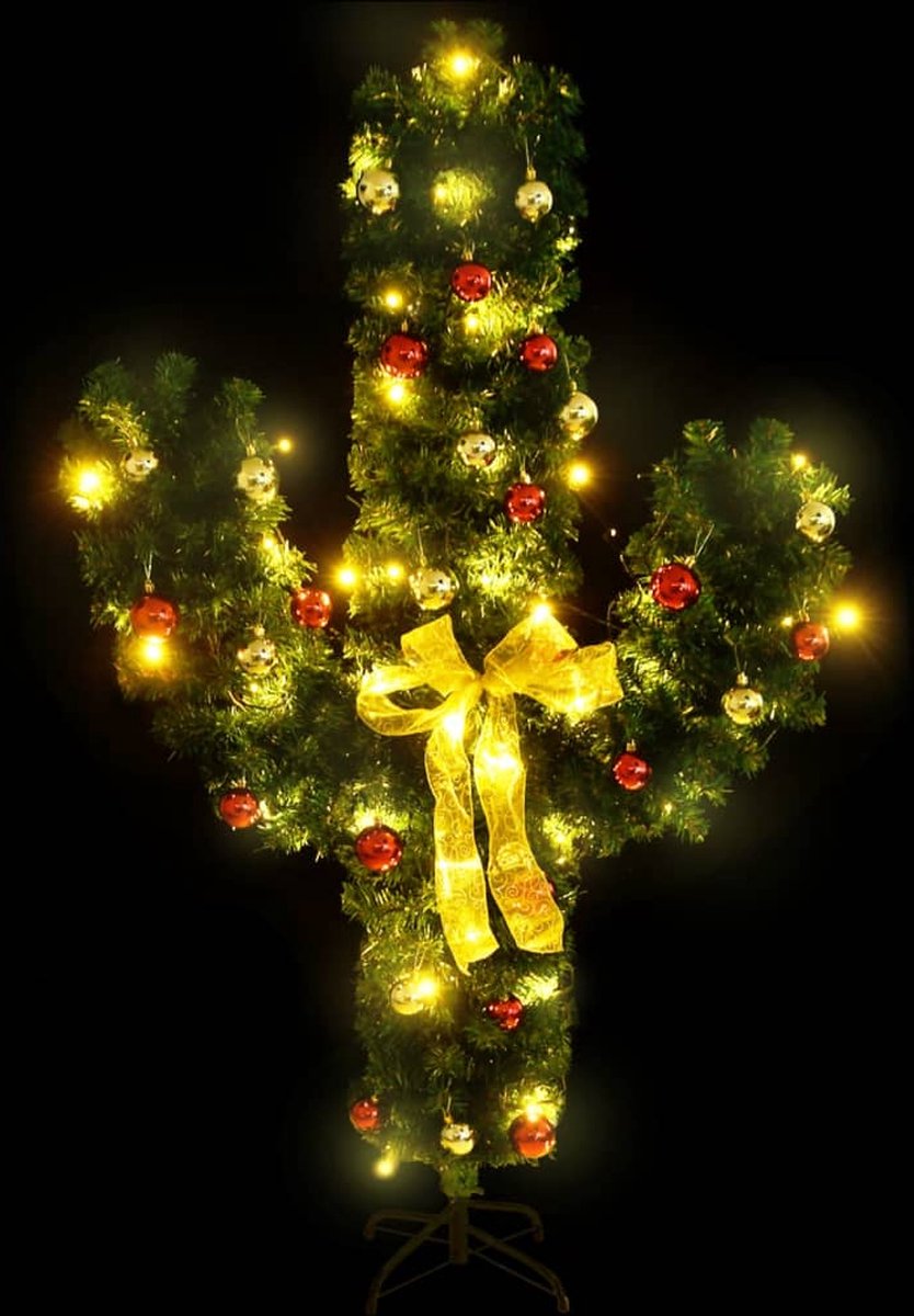 The Living Store Kerstcactus 150 cm met standaard en LED's