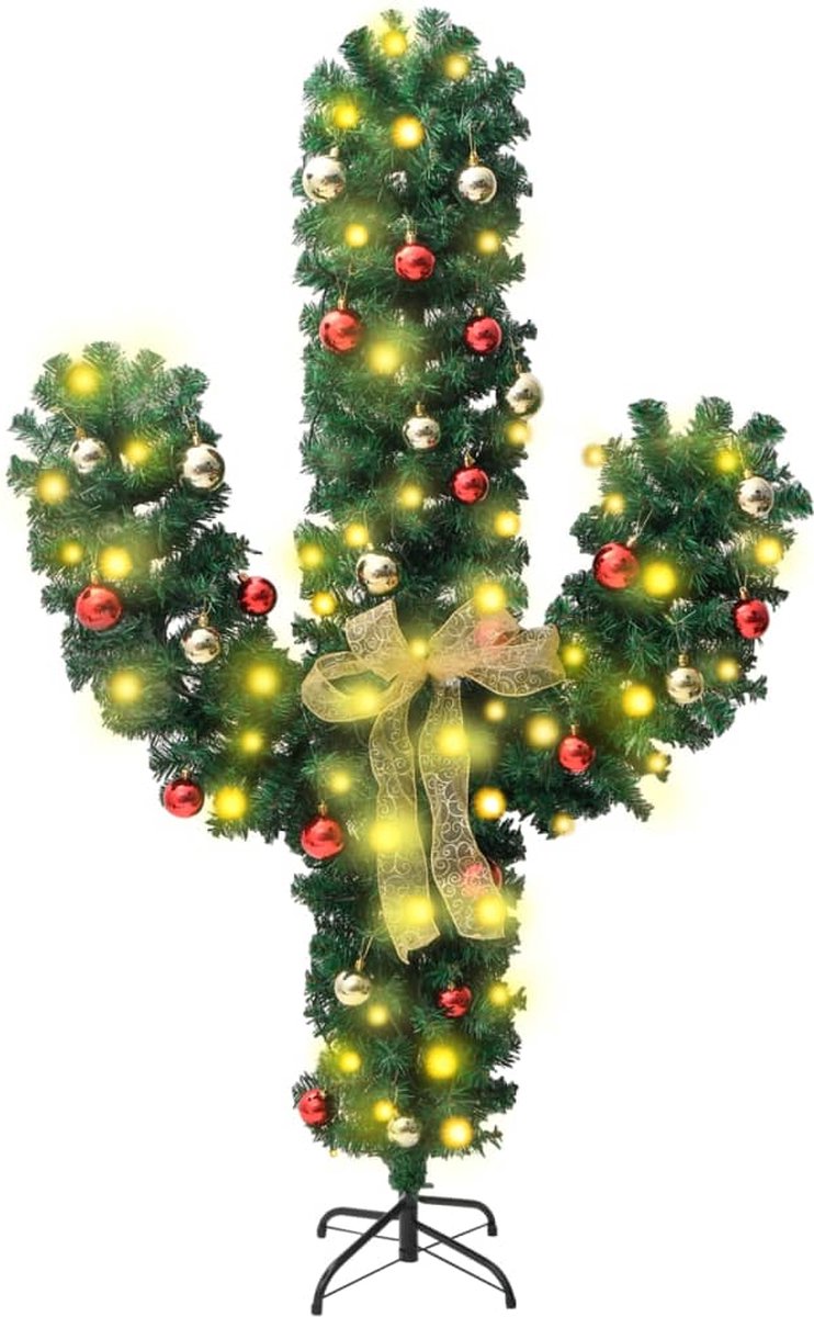 The Living Store Kerstcactus 150 cm met standaard en LED's