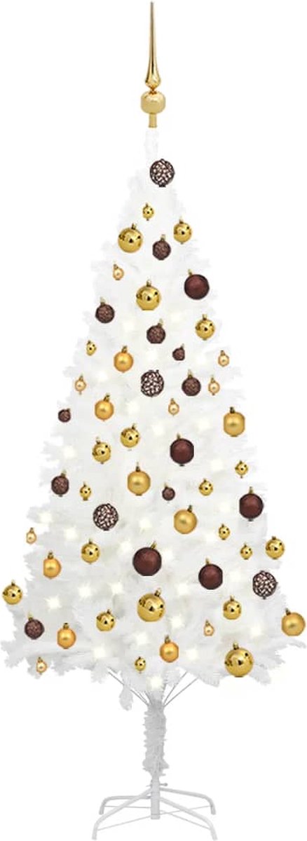 The Living Store Kunstkerstboom 120 cm wit met verlichting en kerstballen