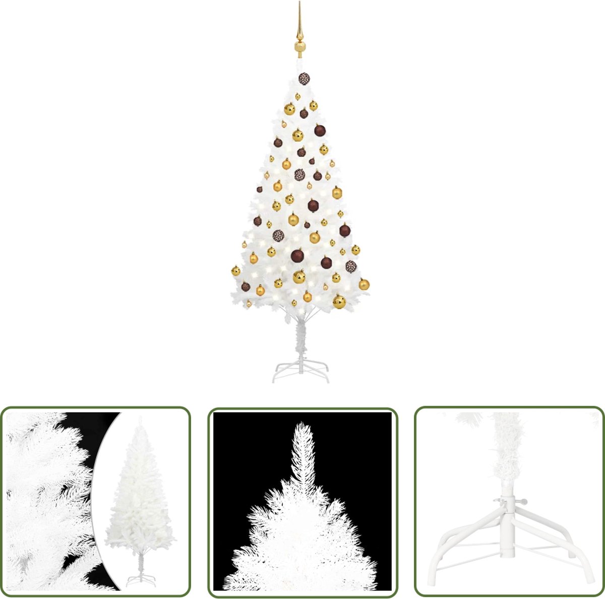 The Living Store Kunstkerstboom 120 cm wit met verlichting en kerstballen