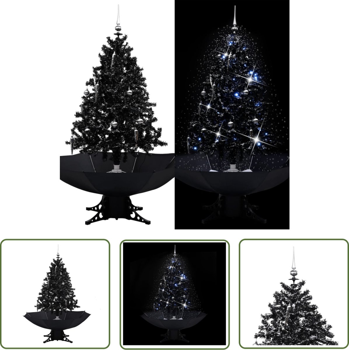 The Living Store Kunstkerstboom 140 cm met paraplubasis zwart