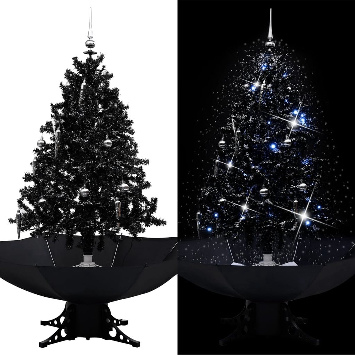 The Living Store Kunstkerstboom 140 cm met paraplubasis zwart
