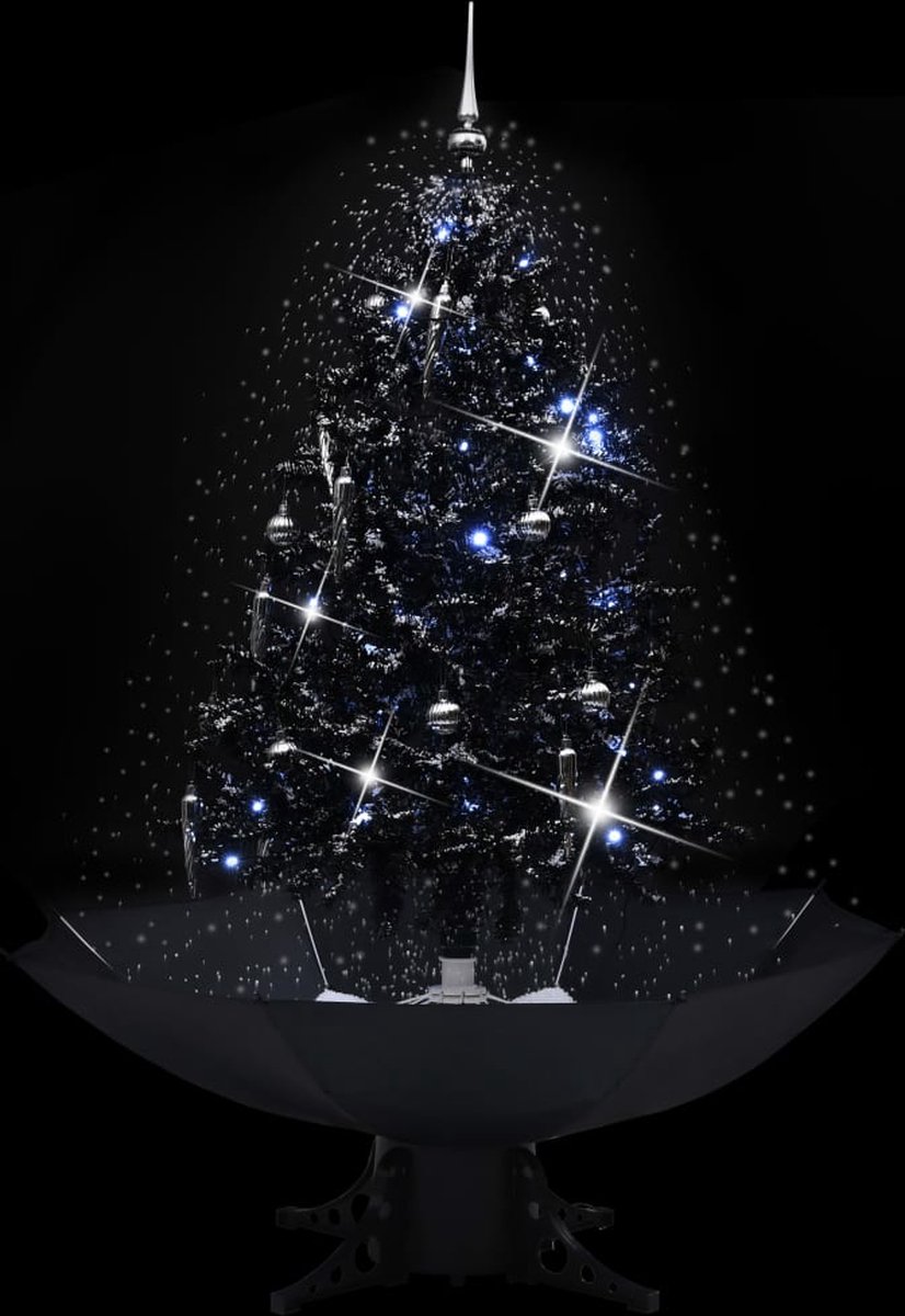 The Living Store Kunstkerstboom 140 cm met paraplubasis zwart