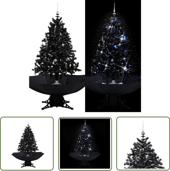 The Living Store Kunstkerstboom 140 cm met paraplubasis zwart
