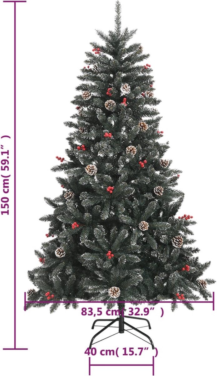 The Living Store Kunstkerstboom 150 cm PVC groen