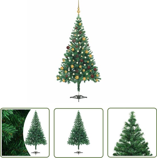 The Living Store Kunstkerstboom 180 cm 546 takken met verlichting en kerstballen