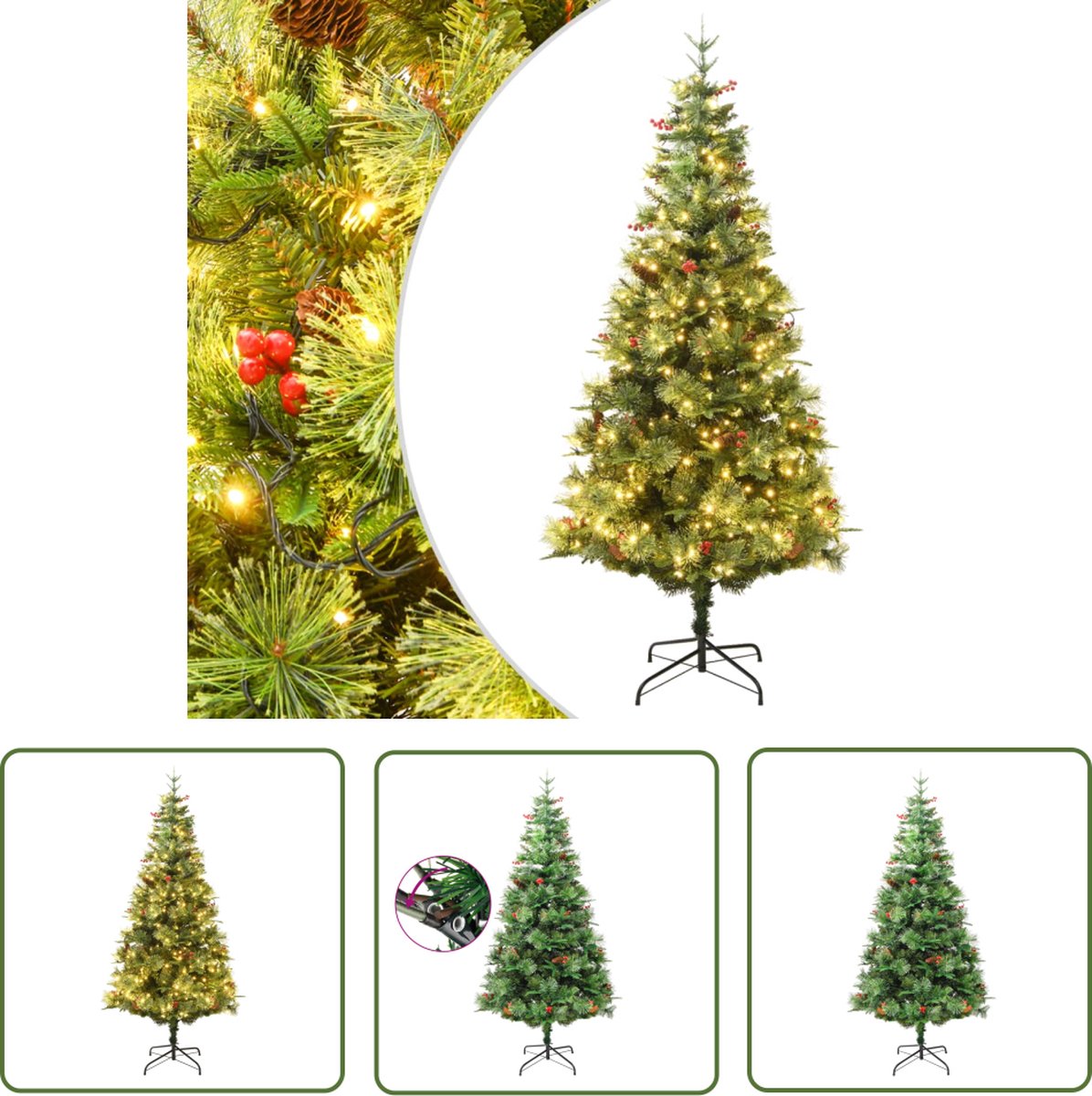 The Living Store Kunstkerstboom 225 cm PVC & PE groen