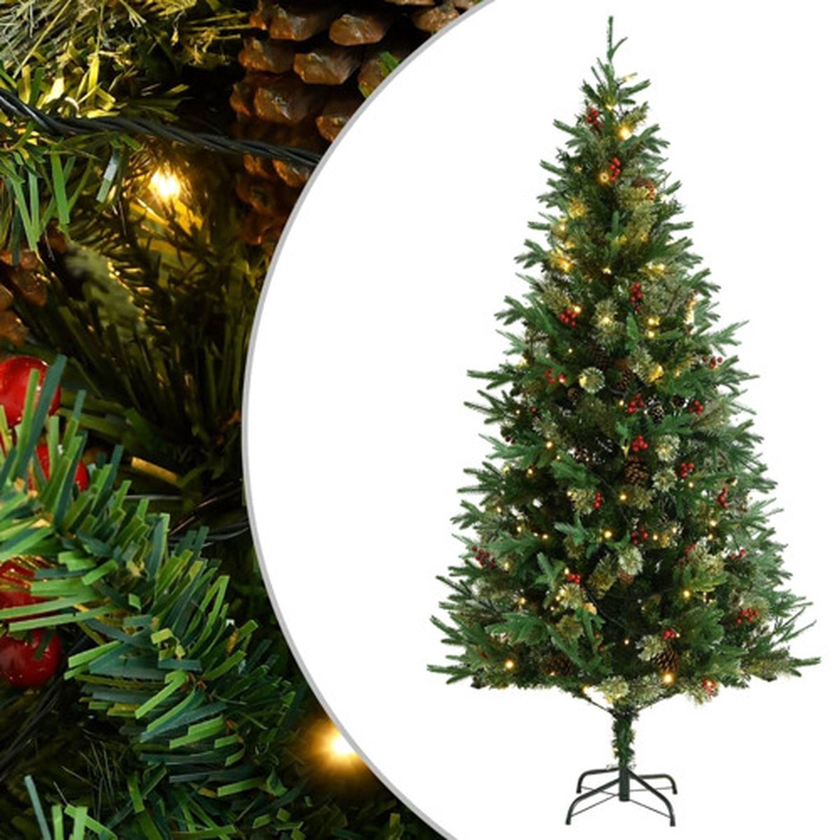 The Living Store Kunstkerstboom 225 cm PVC & PE groen