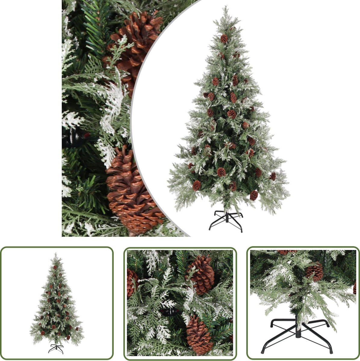 The Living Store Kunstkerstboom Dennenappels 225 cm PVC en PE