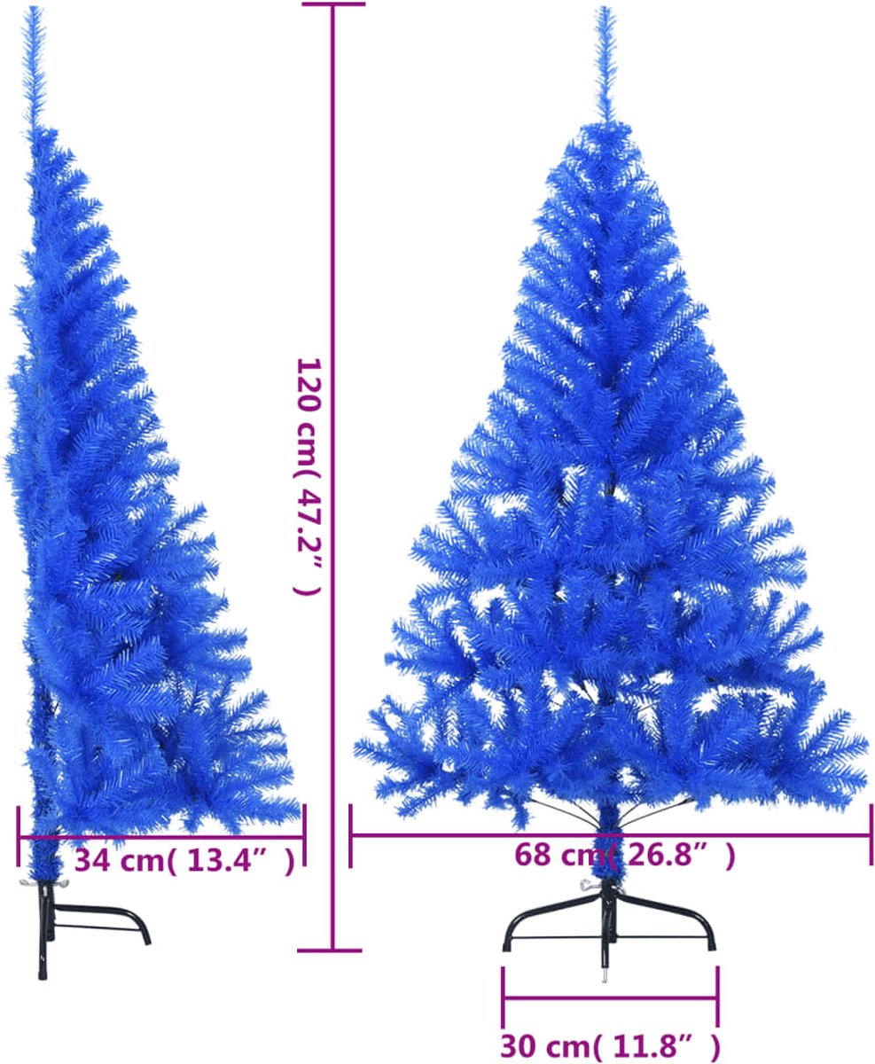 The Living Store Kunstkerstboom Half 120 cm PVC Blauw