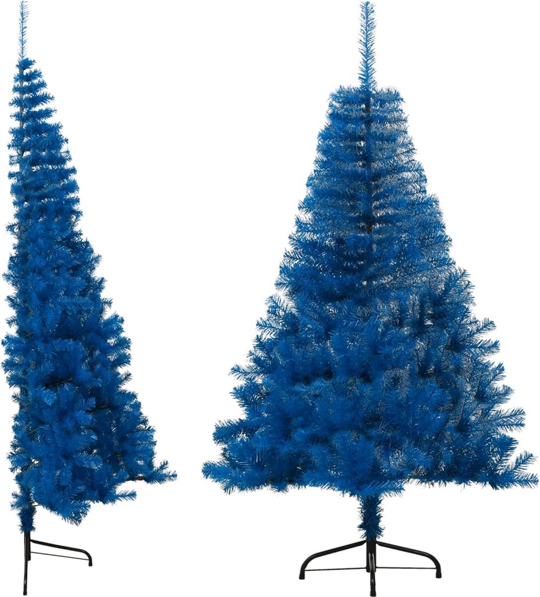 The Living Store Kunstkerstboom Half 120 cm PVC Blauw