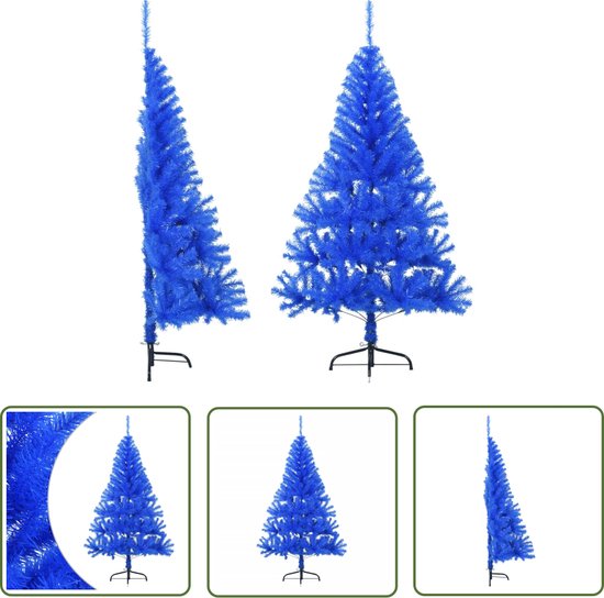 The Living Store Kunstkerstboom Half 120 cm PVC Blauw