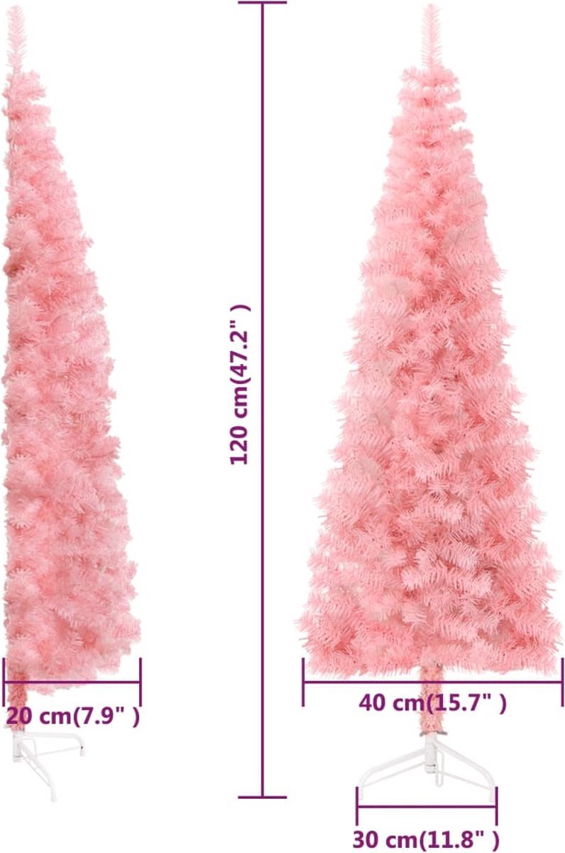 The Living Store Kunstkerstboom half 120 cm roze