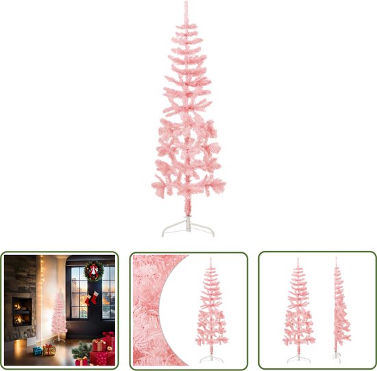 The Living Store Kunstkerstboom half 120 cm roze
