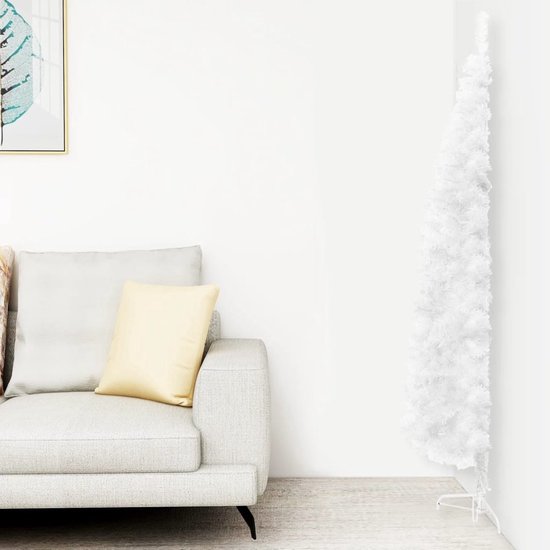 The Living Store Kunstkerstboom Half 120 cm Wit Smal