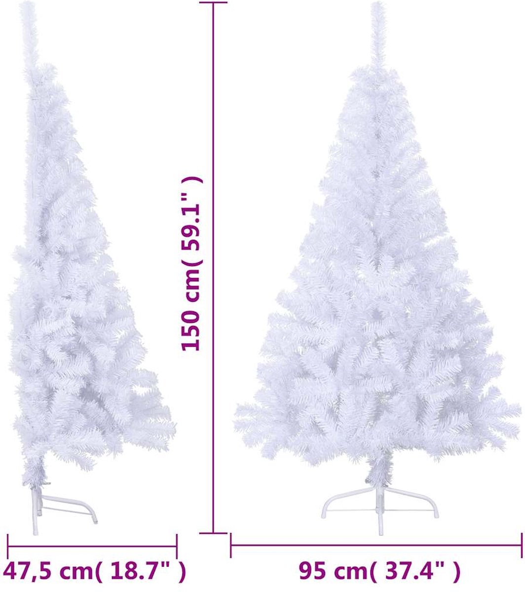 The Living Store Kunstkerstboom half 150 cm wit PVC