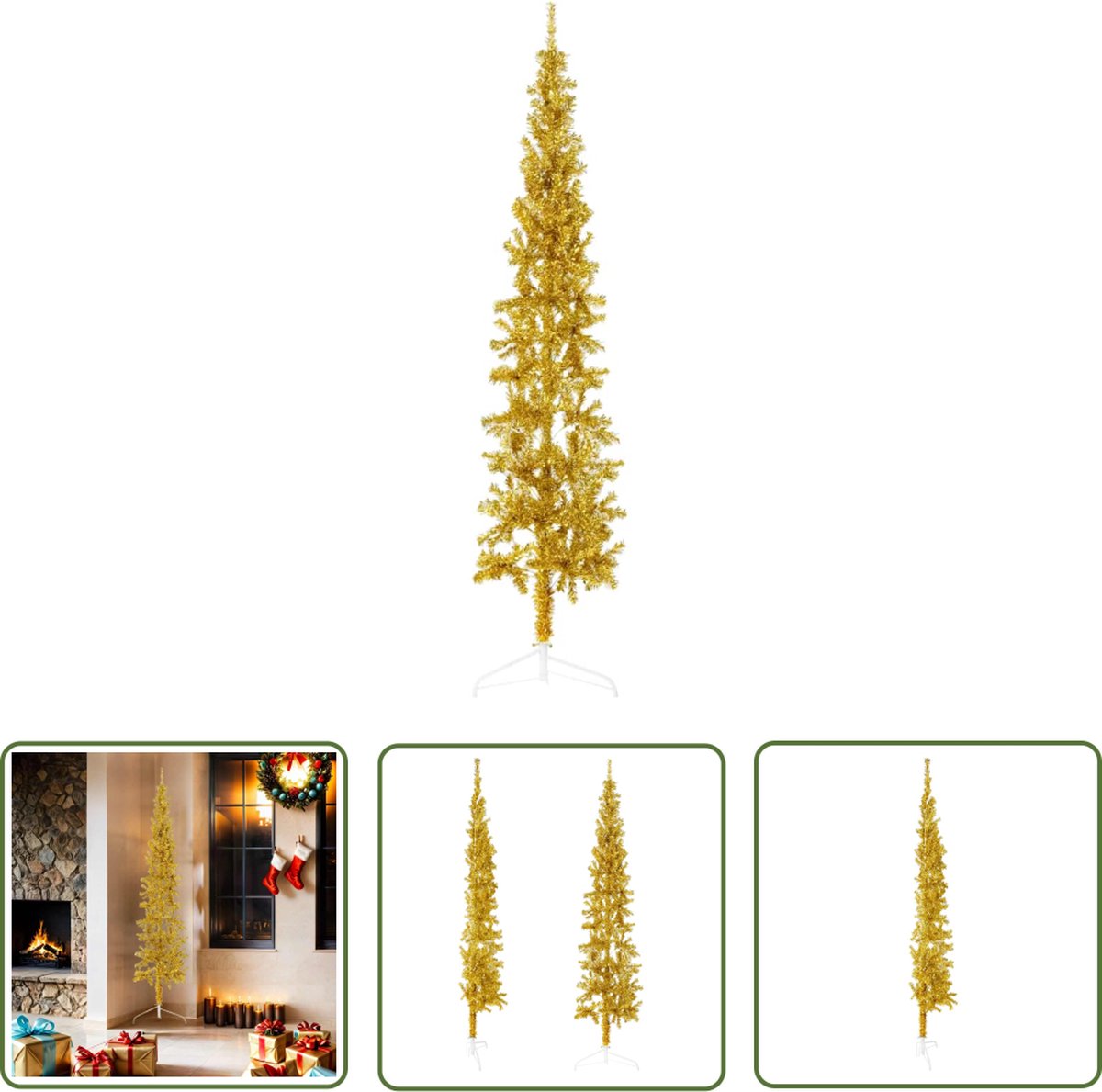 The Living Store Kunstkerstboom half 180 cm goudkleurig slim