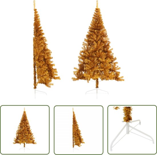 The Living Store Kunstkerstboom Half 210 cm Goudkleurig