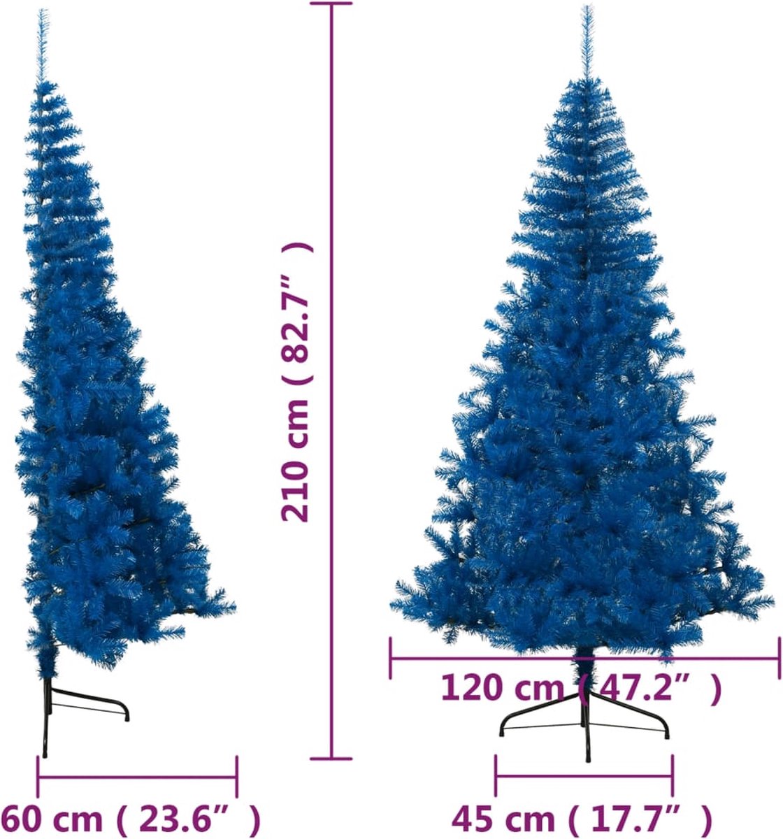The Living Store Kunstkerstboom Half 210 cm PVC Blauw