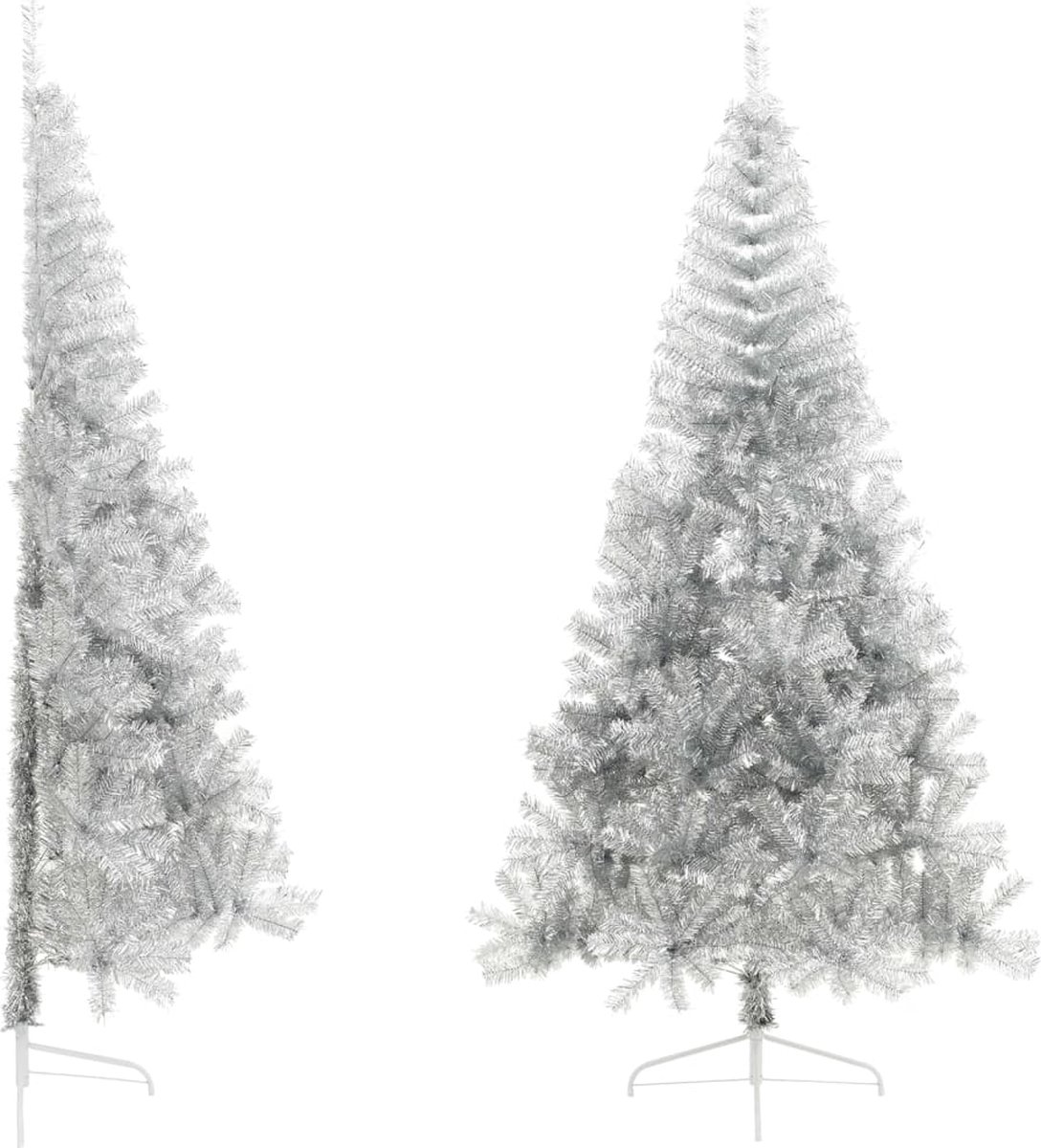 The Living Store Kunstkerstboom Half 210 cm Zilverkleurig