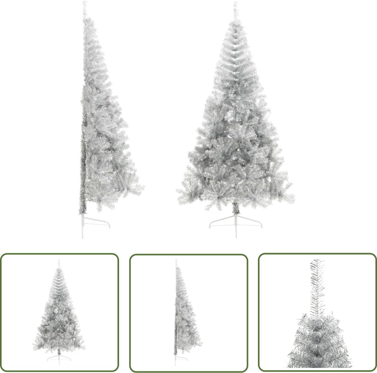 The Living Store Kunstkerstboom Half 210 cm Zilverkleurig