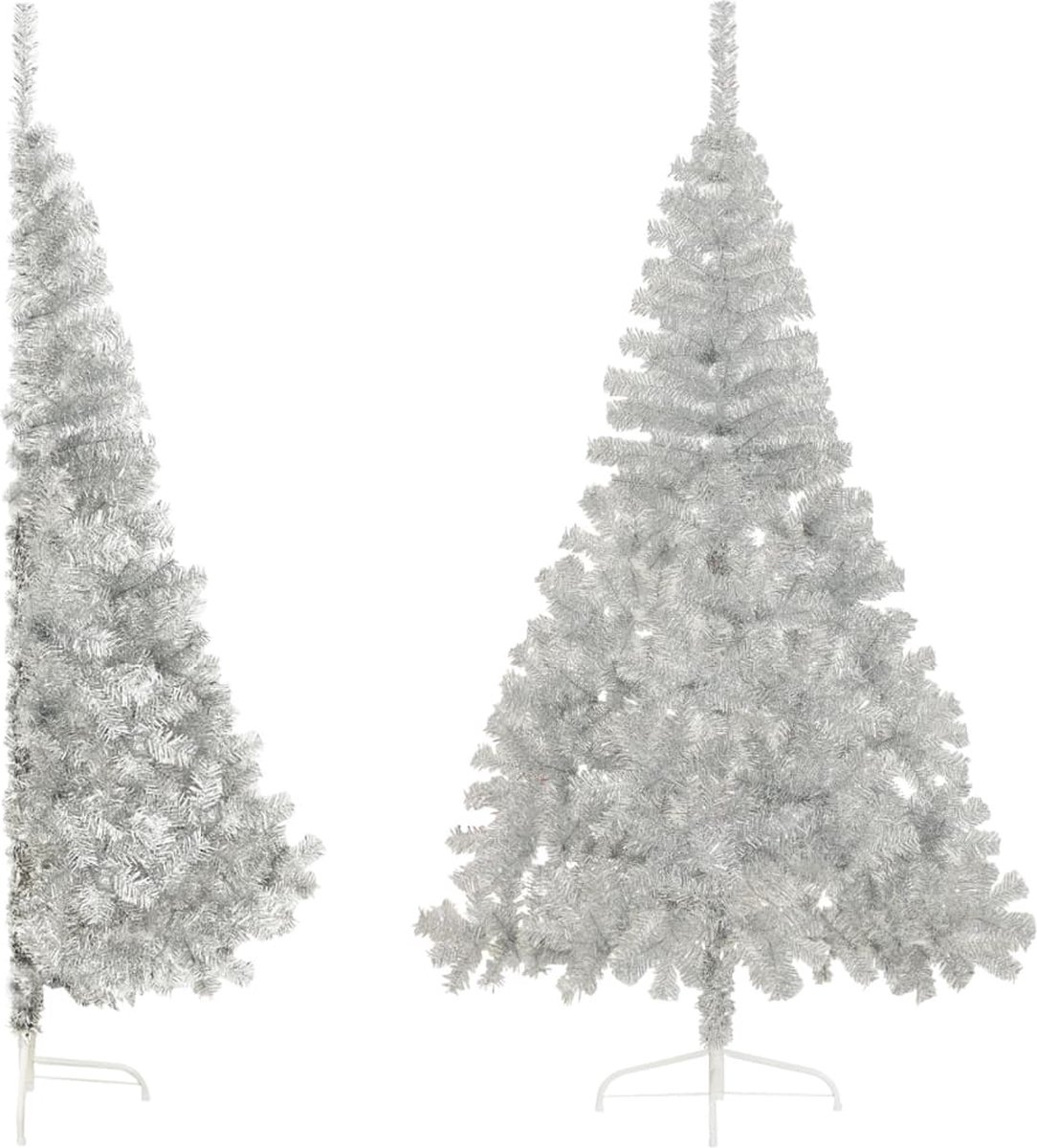 The Living Store Kunstkerstboom Half 210 cm Zilverkleurig