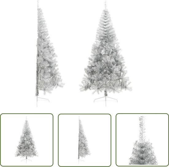 The Living Store Kunstkerstboom Half 210 cm Zilverkleurig