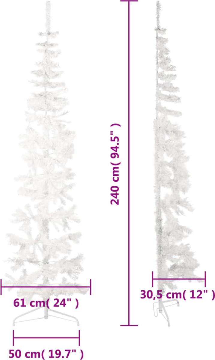 The Living Store Kunstkerstboom half 240 cm wit