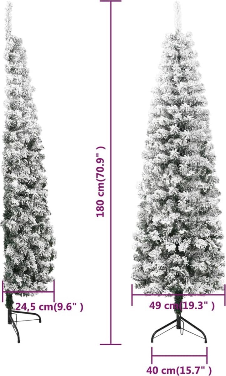 The Living Store Kunstkerstboom half met sneeuw smal 180 cm