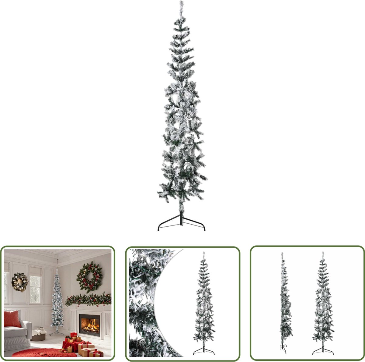 The Living Store Kunstkerstboom half met sneeuw smal 180 cm