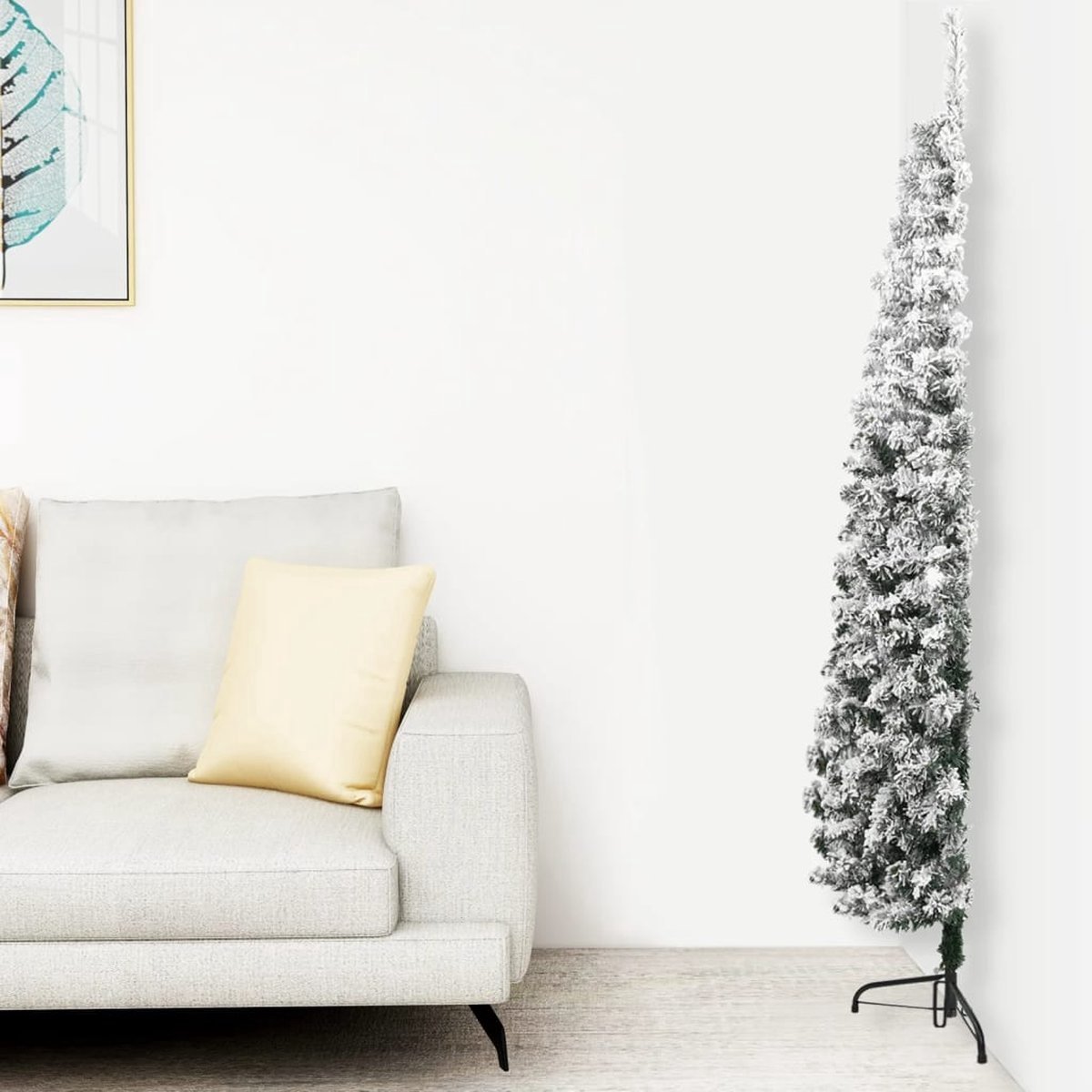The Living Store Kunstkerstboom half met sneeuw smal 180 cm