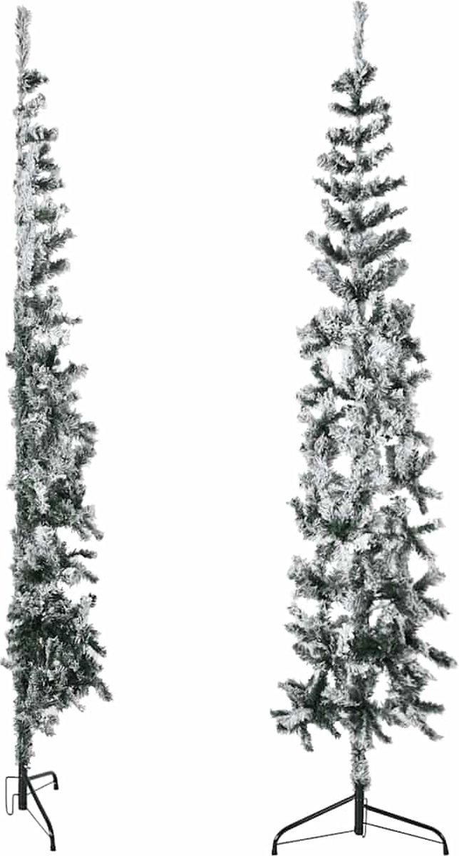 The Living Store Kunstkerstboom half met sneeuw smal 180 cm