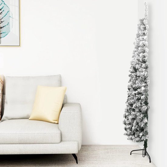 The Living Store Kunstkerstboom half met sneeuw smal 180 cm