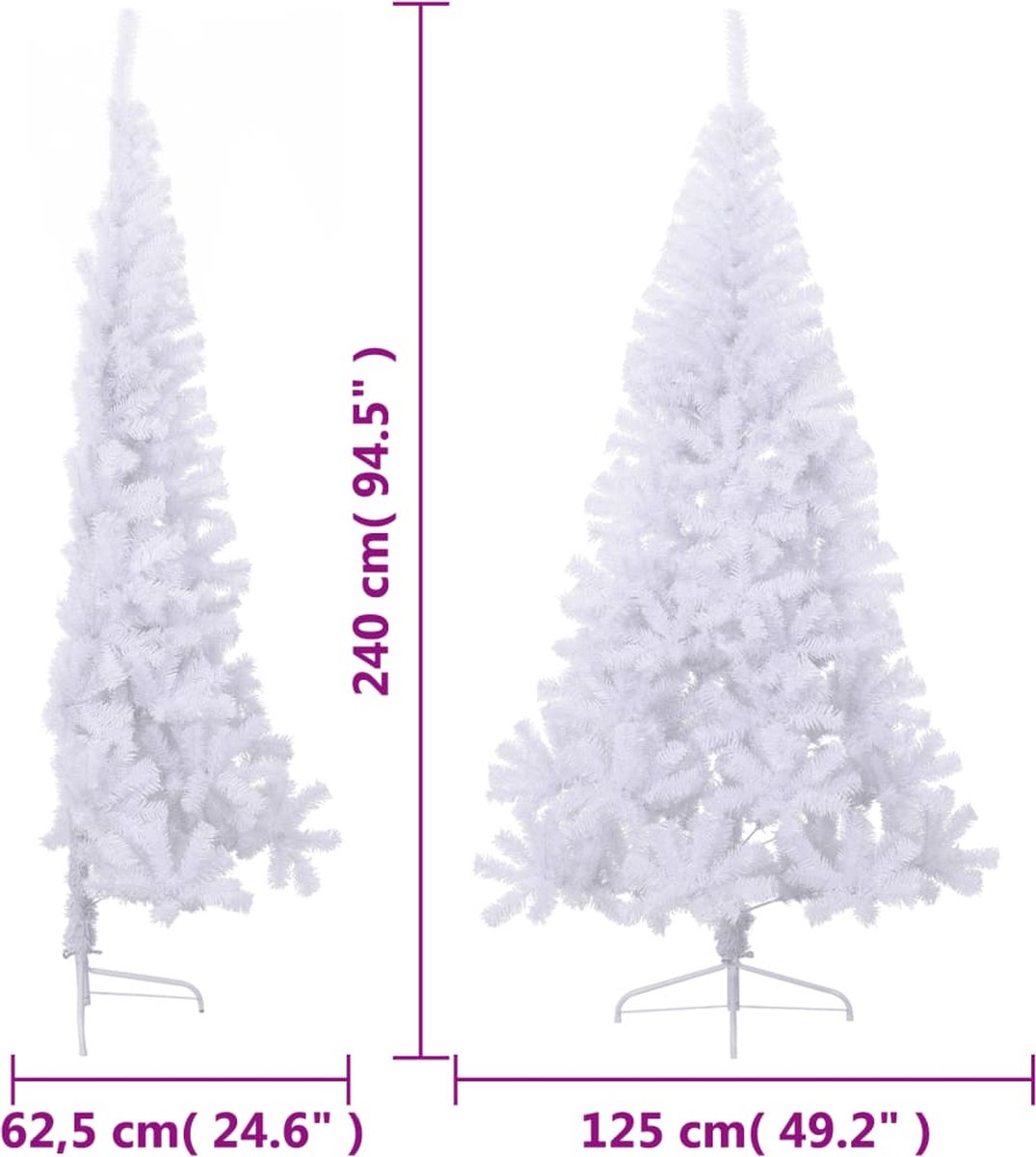 The Living Store Kunstkerstboom Half Rond 240 cm PVC Groen