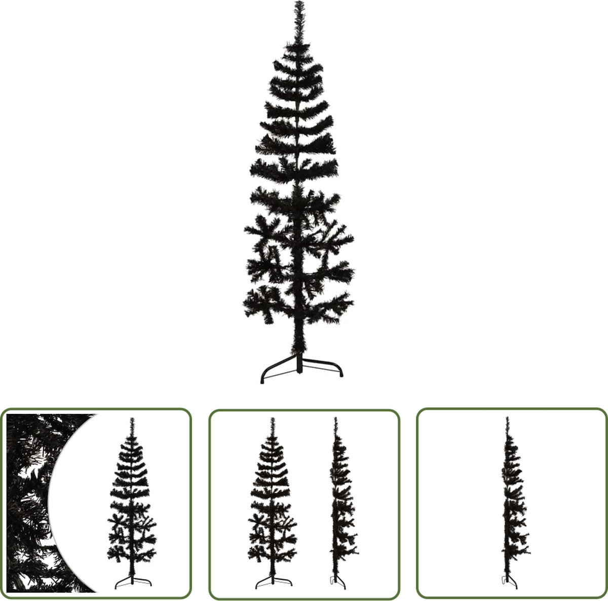 The Living Store Kunstkerstboom half smal 120 cm zwart