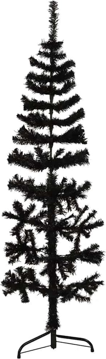 The Living Store Kunstkerstboom half smal 120 cm zwart