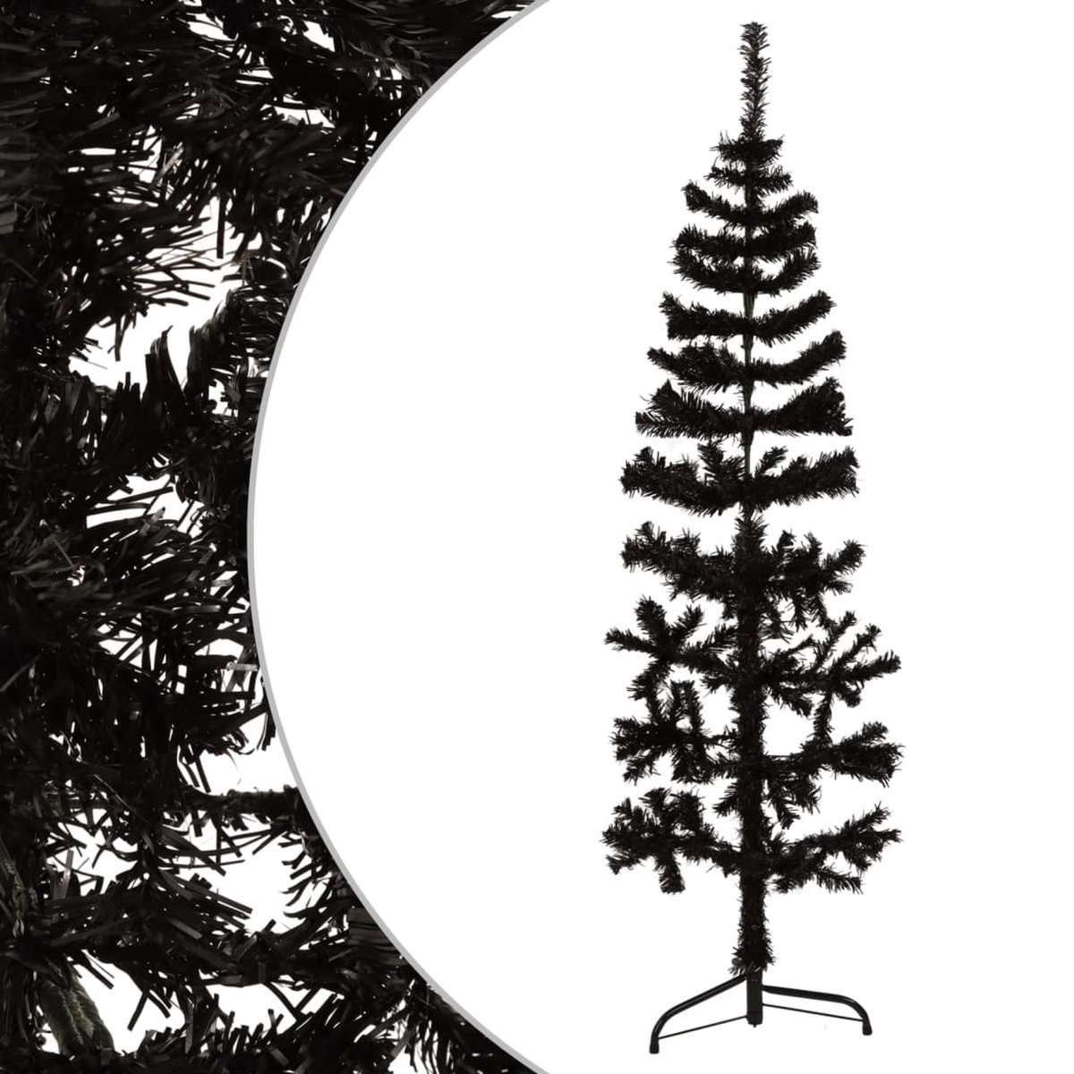 The Living Store Kunstkerstboom half smal 120 cm zwart