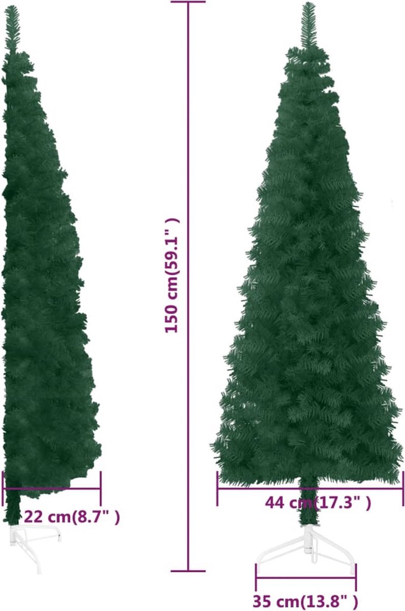 The Living Store Kunstkerstboom half smal 150 cm groen