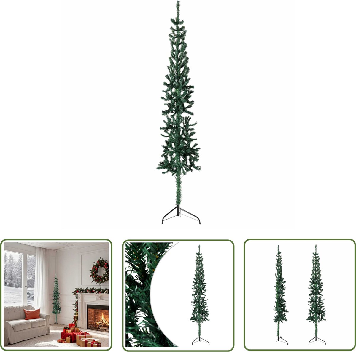 The Living Store Kunstkerstboom half smal 150 cm groen