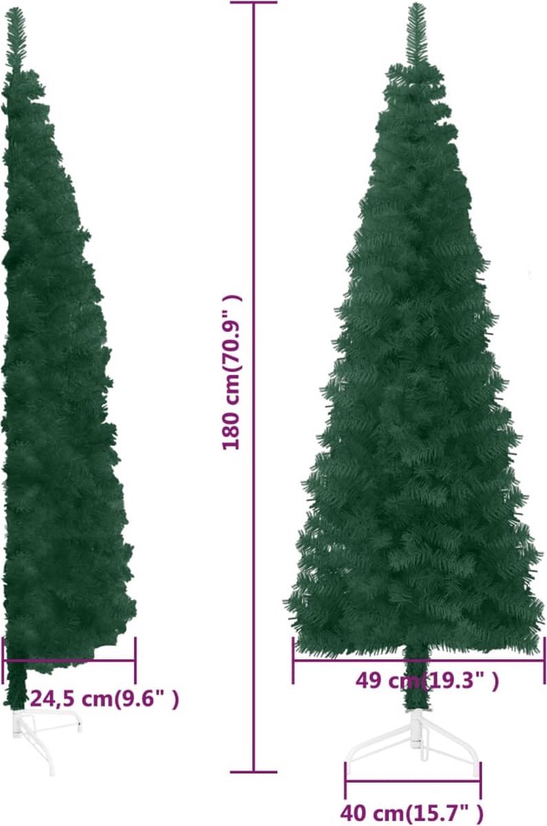 The Living Store Kunstkerstboom half smal 180 cm groen