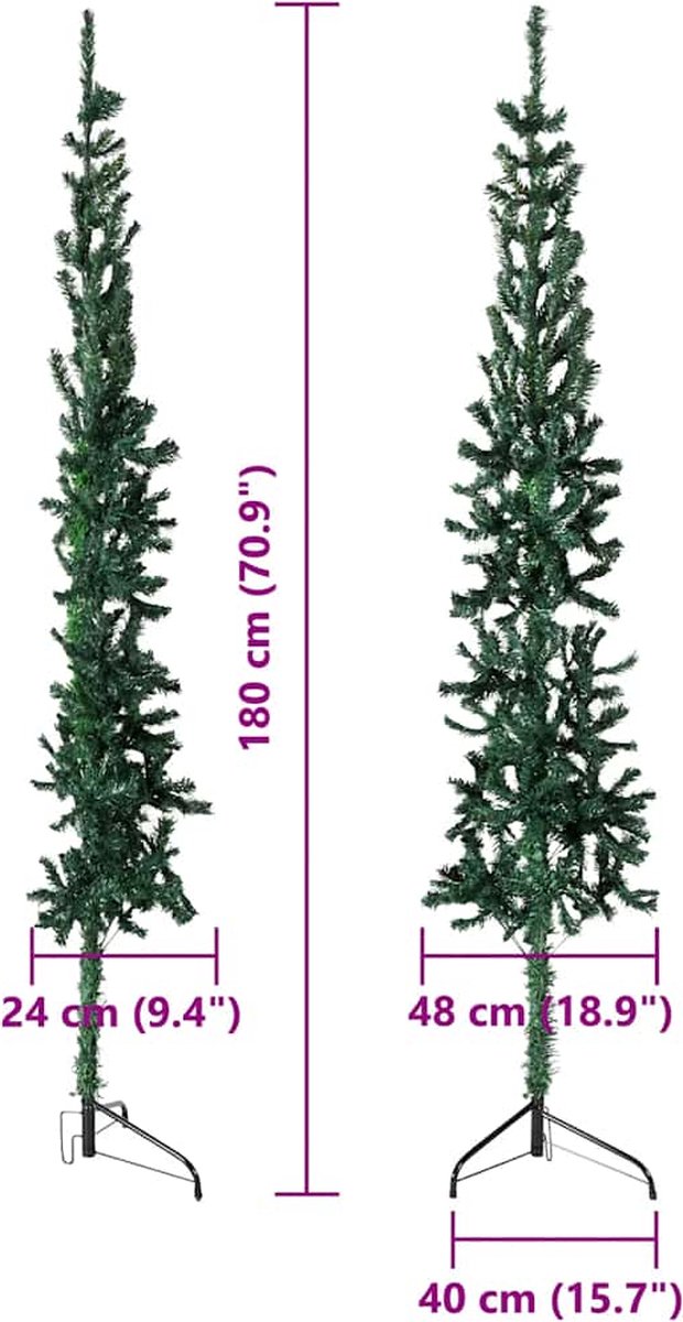 The Living Store Kunstkerstboom half smal 180 cm groen