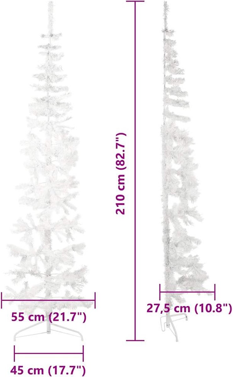 The Living Store Kunstkerstboom Half Smal 210 cm Wit