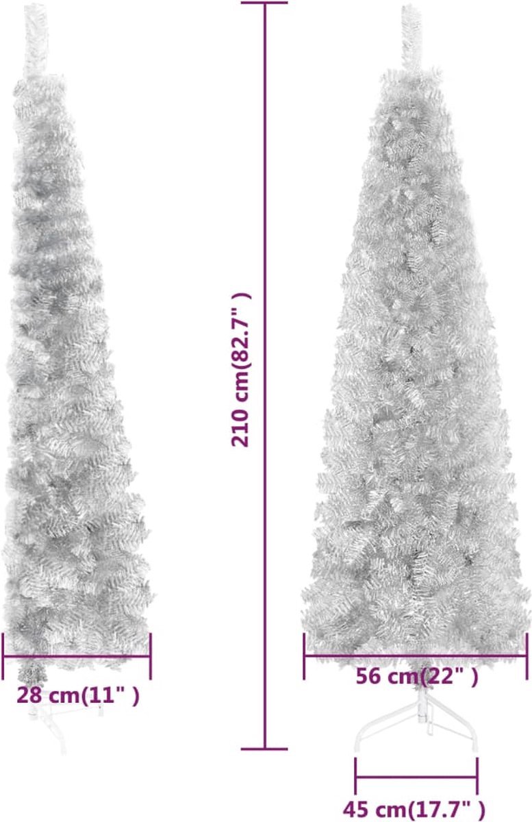 The Living Store Kunstkerstboom half smal 210 cm zilver