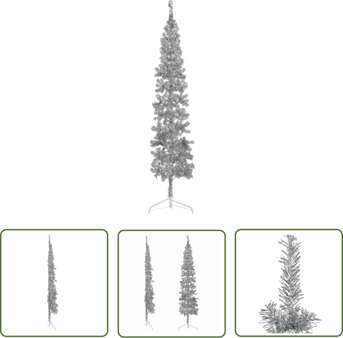 The Living Store Kunstkerstboom half smal 210 cm zilver