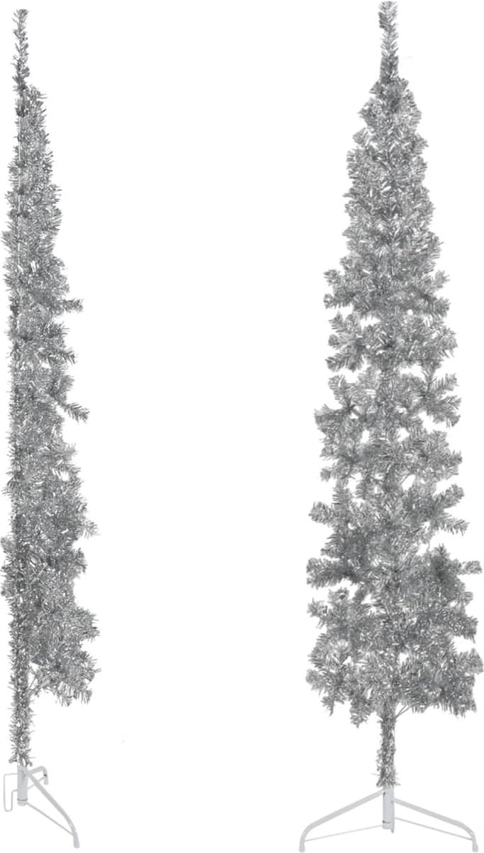 The Living Store Kunstkerstboom half smal 210 cm zilver