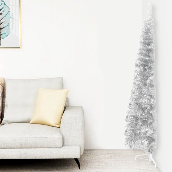 The Living Store Kunstkerstboom half smal 210 cm zilver